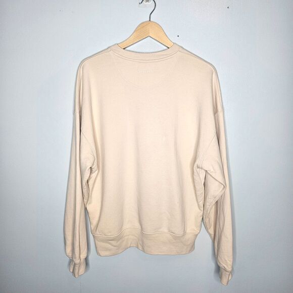 ANINE BING Sport Evan Sweatshirt Medium Cream Organic Cotton Athleisure Neutral - Picture 4 of 9